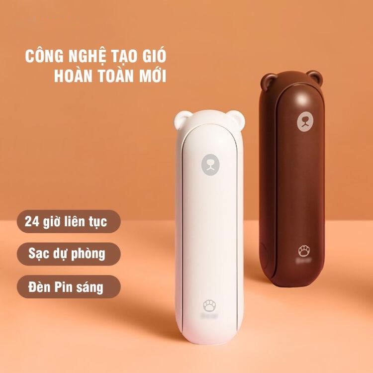 Quạt mini cầm tay đa năng hình gấu Bear kiêm đèn pin - sạc dự phòng tiện dụng Vinetteam F8, Quạt tích điện mini -DC4036