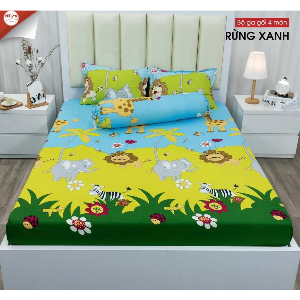 (Combo 5 Món) Chăn Hè - Cotton Poly Chăn Ga Gối Mùa Hè Gồm 1 Gối Ôm,2 Gối Đầu,1 Chăn Hè,1 Ga Chun Ga Chun