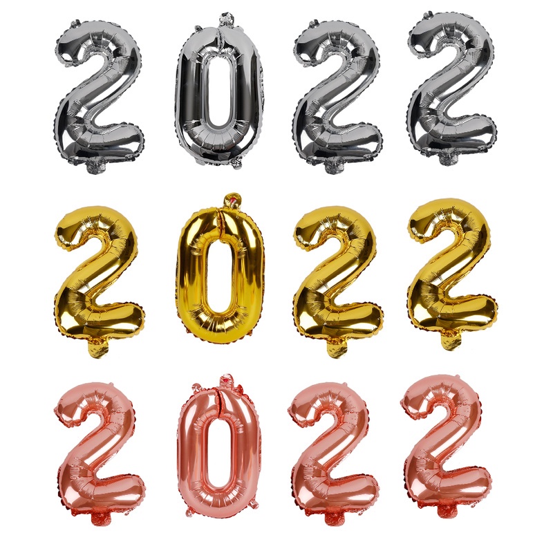 Bong bóng hình số 2022 trang trí nhà cửa mừng năm mới 16 inch