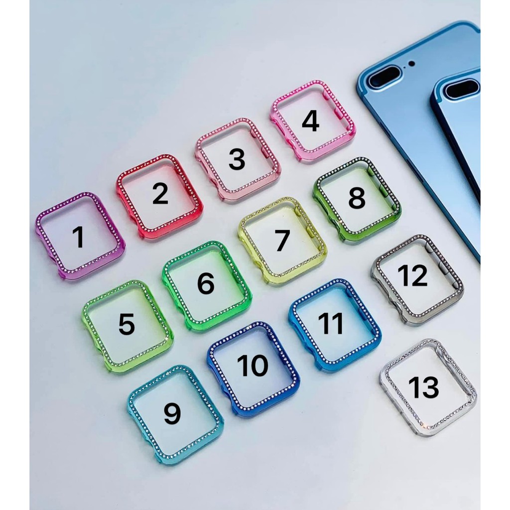 Ốp viền đính đá trong suốt phối đủ màu cực đẹp dành cho apple watch series 1/2/3/4/5/6/se