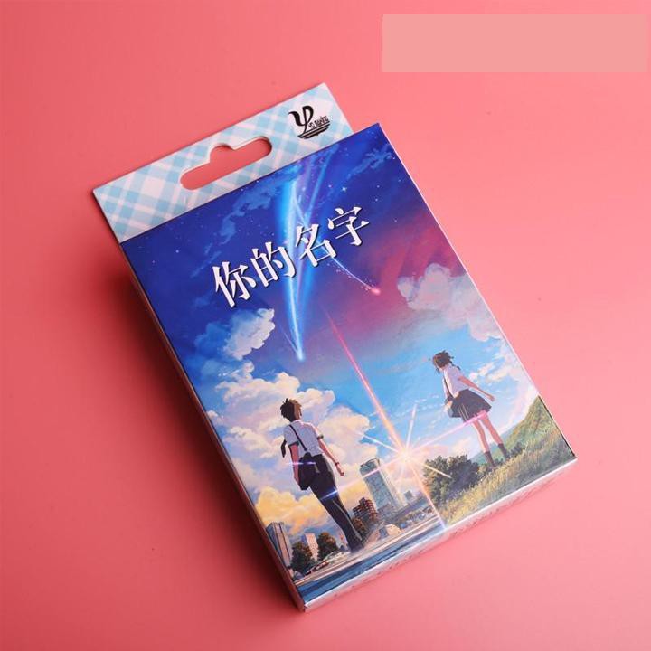 Bộ bài tây poker Kimi No Na Wa tú lơ khơ 52 lá khác nhau hộp ảnh in hình anime manga