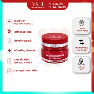 Kem dưỡng da giảm mụn-mờ-thâm sẹo VK-II Love Skin White Face Cream Collagen 20g