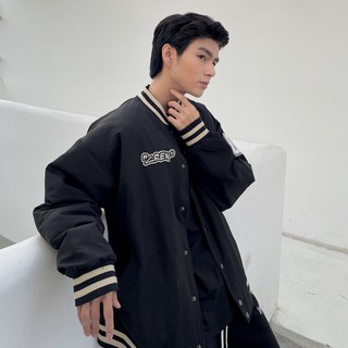 Áo khoác bomber "CREW" - Đen
