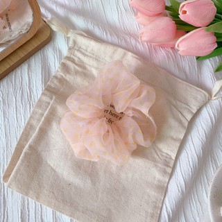DÂY BUỘC TÓC CỌT TÓC VẢI VON TRONG SUỐT HOẠT TIẾT TRÁI TIM CUTE