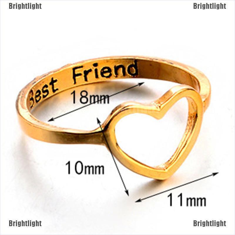 [Bright] Best Friends Heart Finger Ring Knuckle Ring Friend Love Jewelry Gifts Unisex [Light]