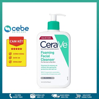 Sữa rửa mặt da dầu CeraVe Foaming Facial Cleanser Value Size (473mL)