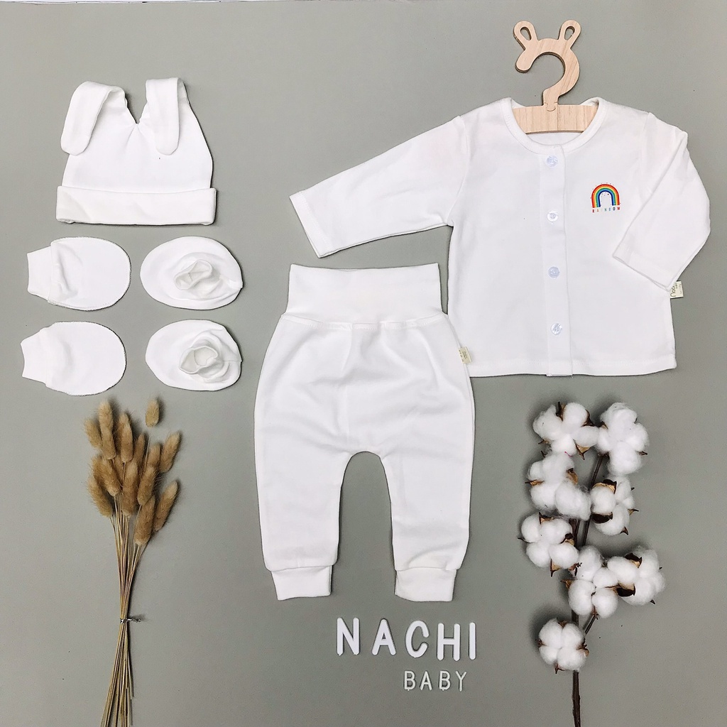 Set dài tay sơ sinh cotton cao cấp cho bé sơ sinh 0-3 tháng