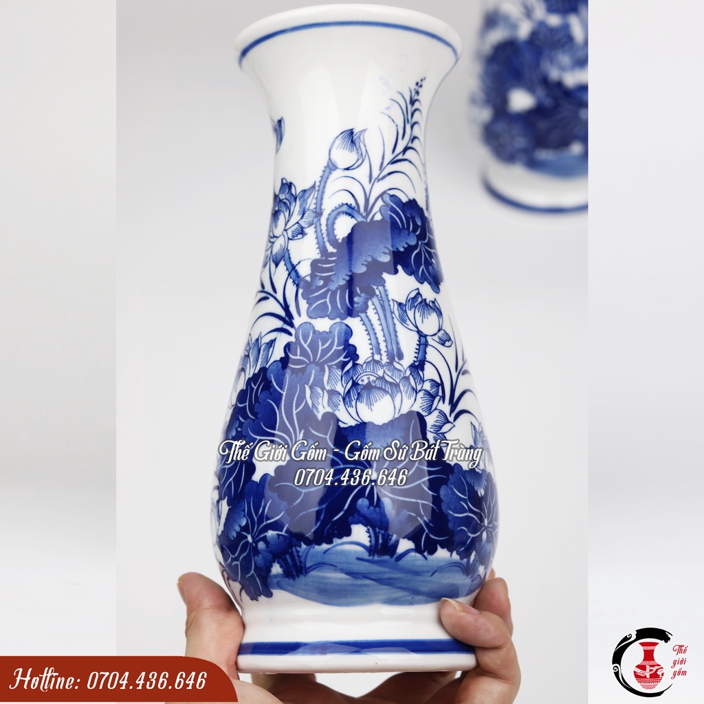 Lọ hoa ban thờ gốm sứ Bát Tràng / Lọ hoa cúng/ Lọ hoa thần tài
