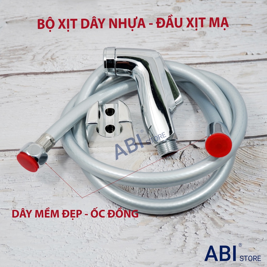 Bộ vòi xịt vệ sinh dây xịt nhựa ốc đồng ghi hàng mềm xịn kèm đầu xịt toilet bồn cầu nhiều mẫu