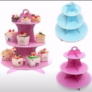 Kệ bánh Cupcake 3 tầng - Cake stand giấy để bàn sinh nhật
