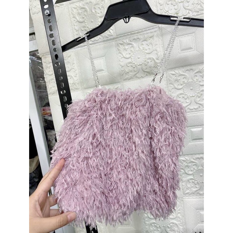 [HOT]-Áo 2 dây lông quai hạt cực xinh