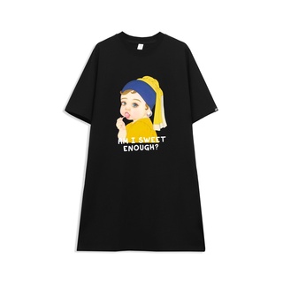 Đầm Suông Dài Tay Lỡ, Váy Suông Dáng Dài Tà Xẻ In Hình Nàng MonaLisa Chibi Đáng Yêu Chất Mềm Mại Mát Mẻ TTDS0362