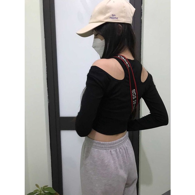 Áo Croptop Khoét Vai, Tay Dài Nữ, Chất Liệu 100% Cotton  Co Giãn 4 Chiều, Hot New Nhà Chic-Z A09