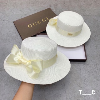 Mũ cói tròn nơ lụa tiểu thư