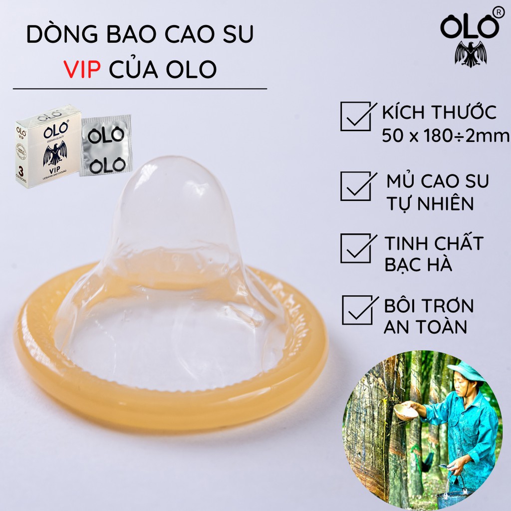 Bao cao su OLO  ULTRATHIN & COOL 10 bao/hộp siêu mỏng ôm trọn tinh dầu bạc hà chống tuột kéo dài thời gian