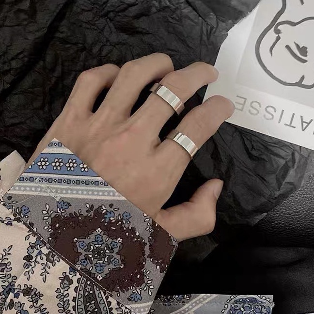 Nhẫn Nam Nữ Nhẫn Cặp Unisex Trơn Màu Bạc Plain Ring Nhỏ Chất liệu Titan Không Rỉ Gudi Studio