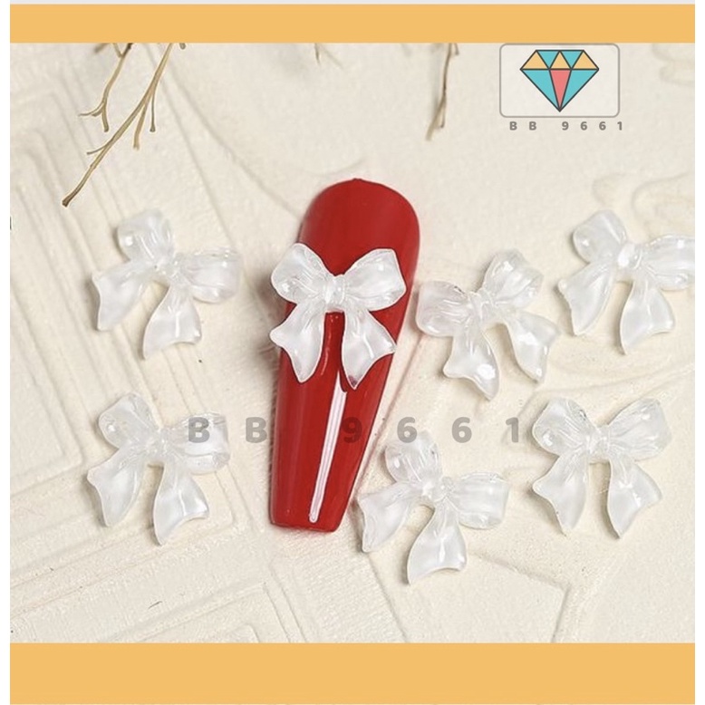 Tổng hợp charm nơ màu thạch trong suốt trang trí móng nail
