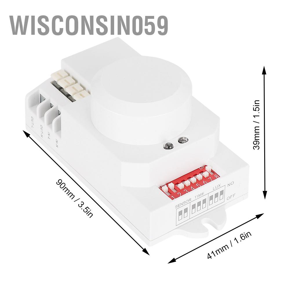 Bộ cảm biến radar vi sóng 5.8GHz thông minh có thể điều chỉnh ánh sáng Dip-Switch Máy dò chuyển động cơ trong nhà【wisconsin059】