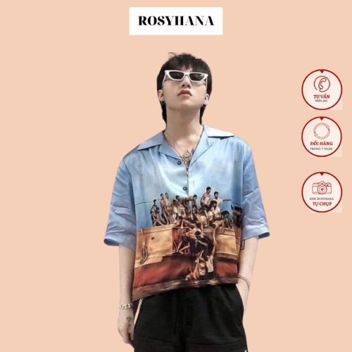 Áo sơ mi cổ vest in hoạ tiết Sếp Tùng  _Rosyhana