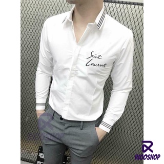 [XẢ KHO] Áo sơ mi nam nữ trắng tay dài cao cấp logo chữ ký cực đẹp mới RSM042