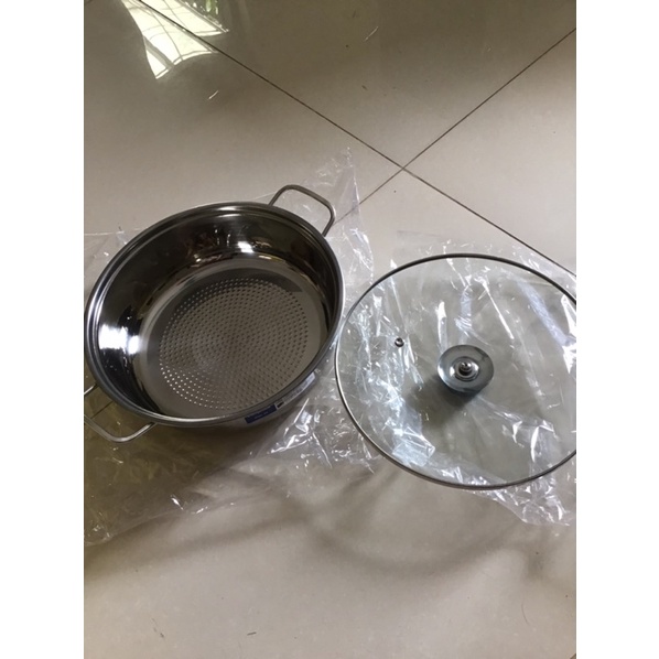 Nồi inox đáy từ Long Cook 28cm, nồi lẩu inox dùng tất cả các loại bếp