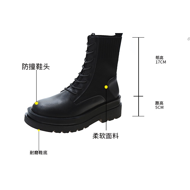 Giày BOOT Ulzzang Martin Nữ Phong Cách Anh giày Cao Cổ Dây Buộc Ảnh Thật Ở Cuối