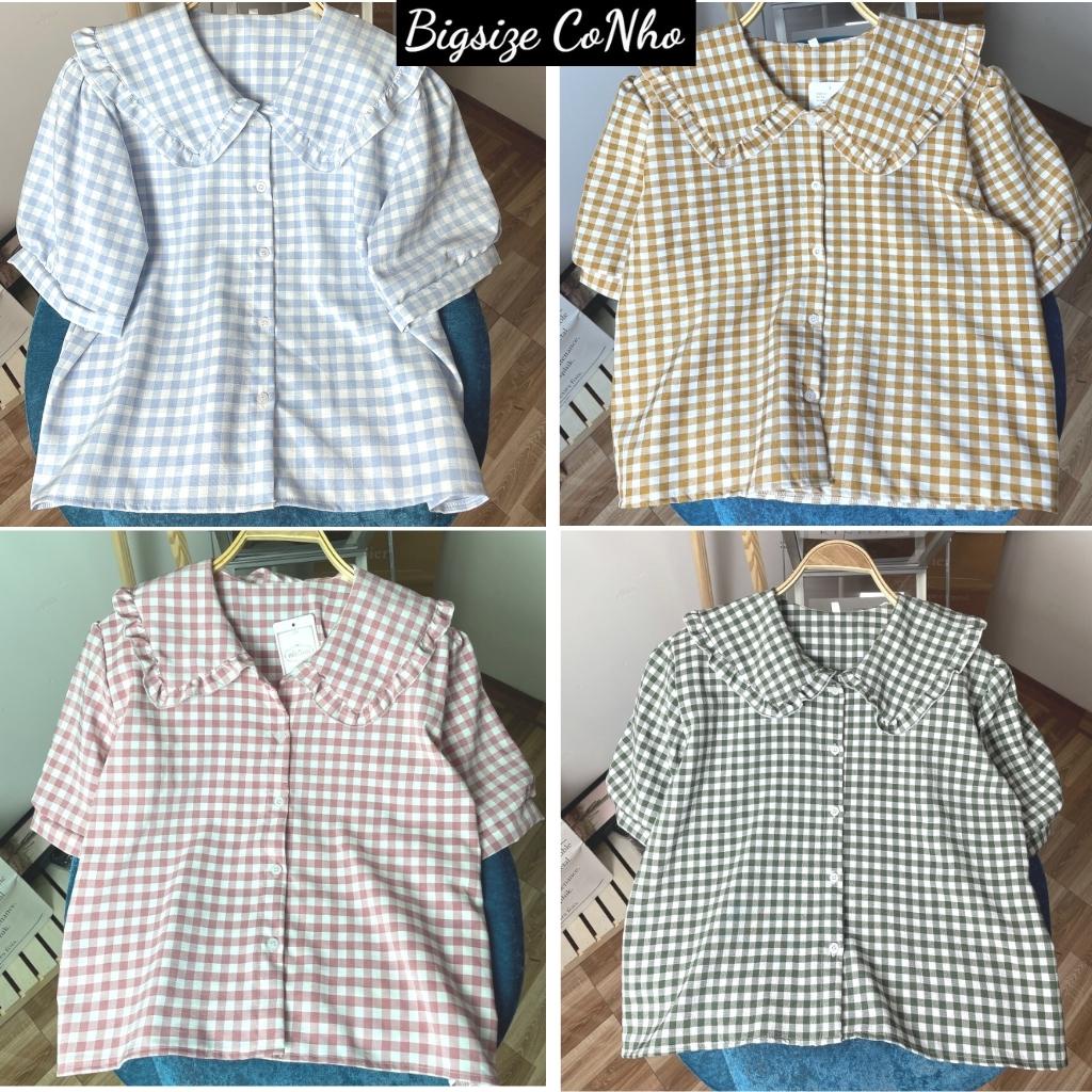 Áo sơ mi caro bigsize nữ cài nút vải kate xốp mát mẻ AK2