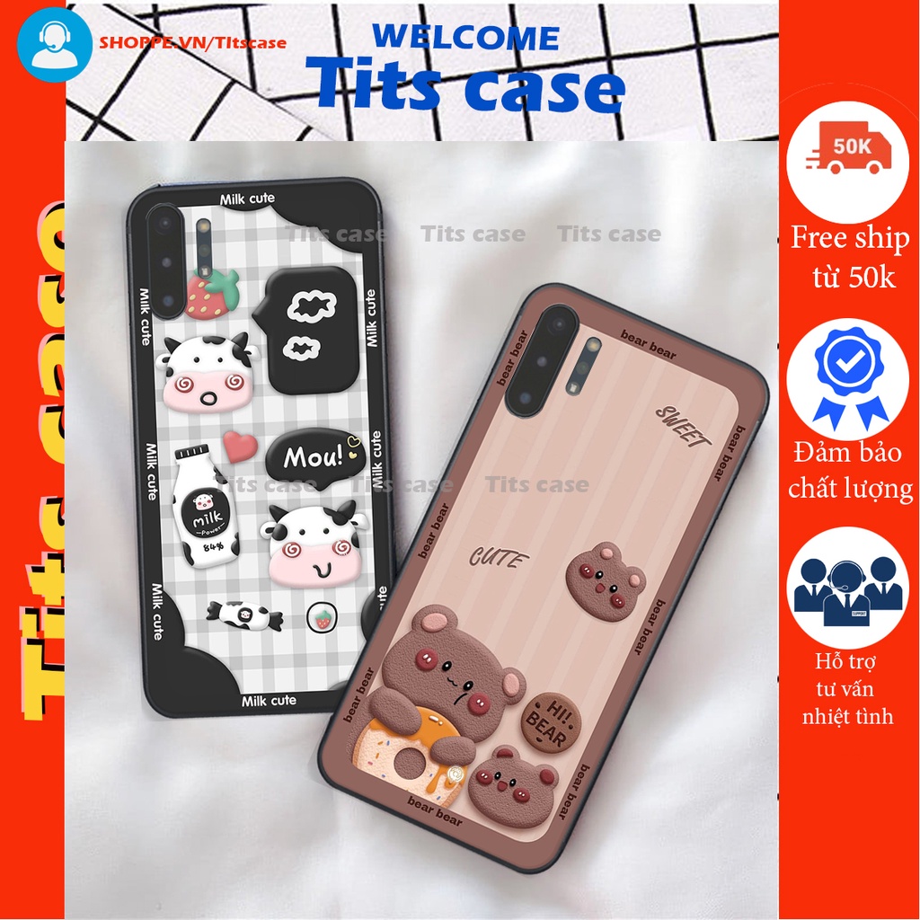 Ốp lưng Samsung Galaxy NOTE 10 PLUS in hình bò sữa, gấu be@r, cute cực  ĐỈNH -  cực CHẤT-  cực COOL