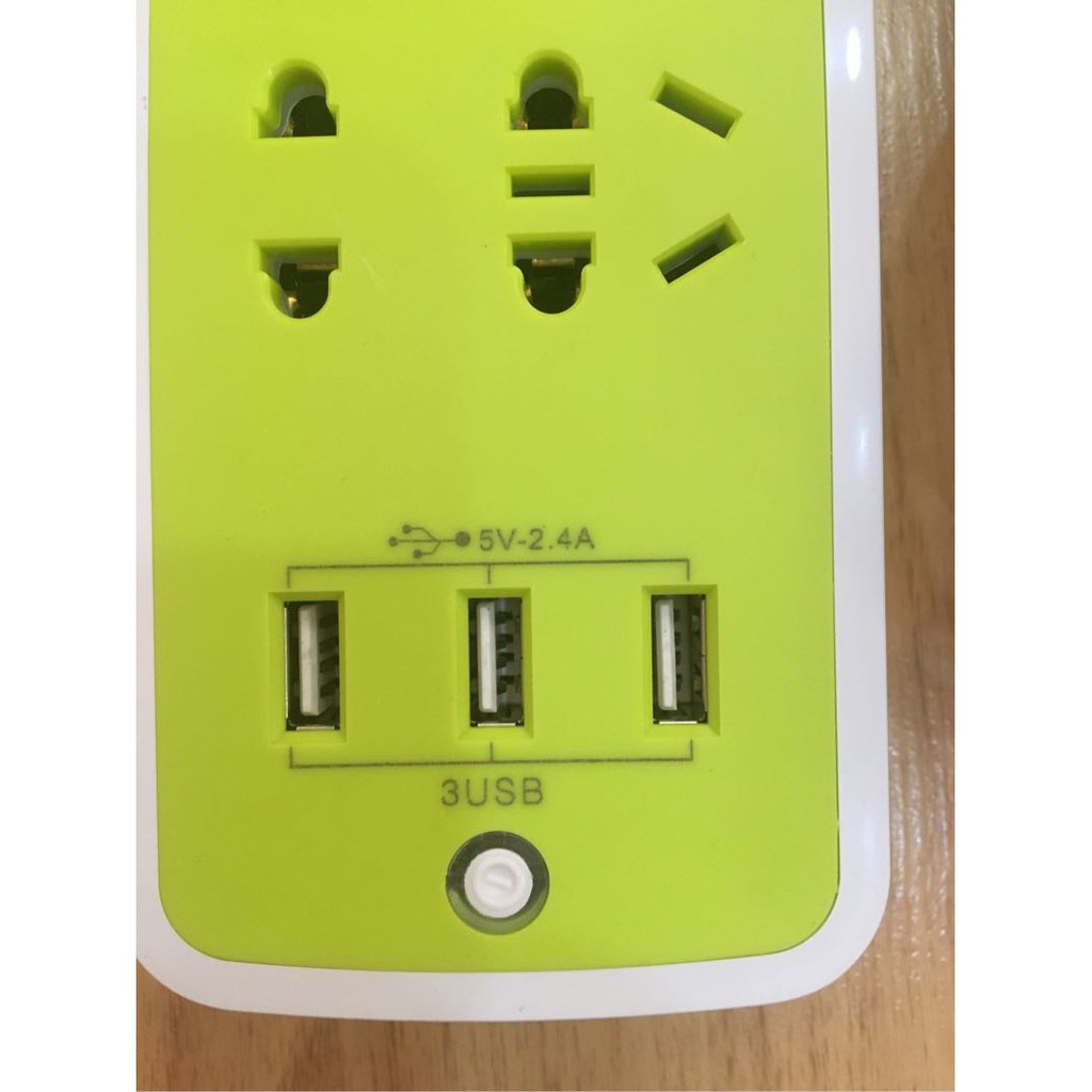 Ổ CẮM ĐIỆN CHỐNG GIẬT KÈM CHÂN CẮM USB XANH LÁ