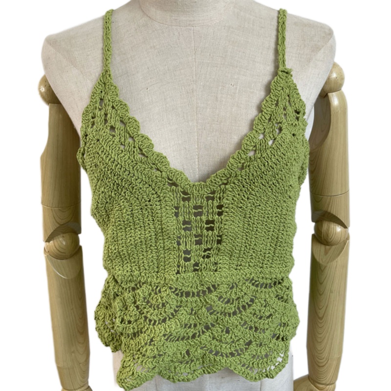 Áo Croptop Dệt Kim Hai Dây Cổ Chữ V Khoét Sâu Nhiều Màu Phong Cách Boho Quyến Rũ Cho Nữ