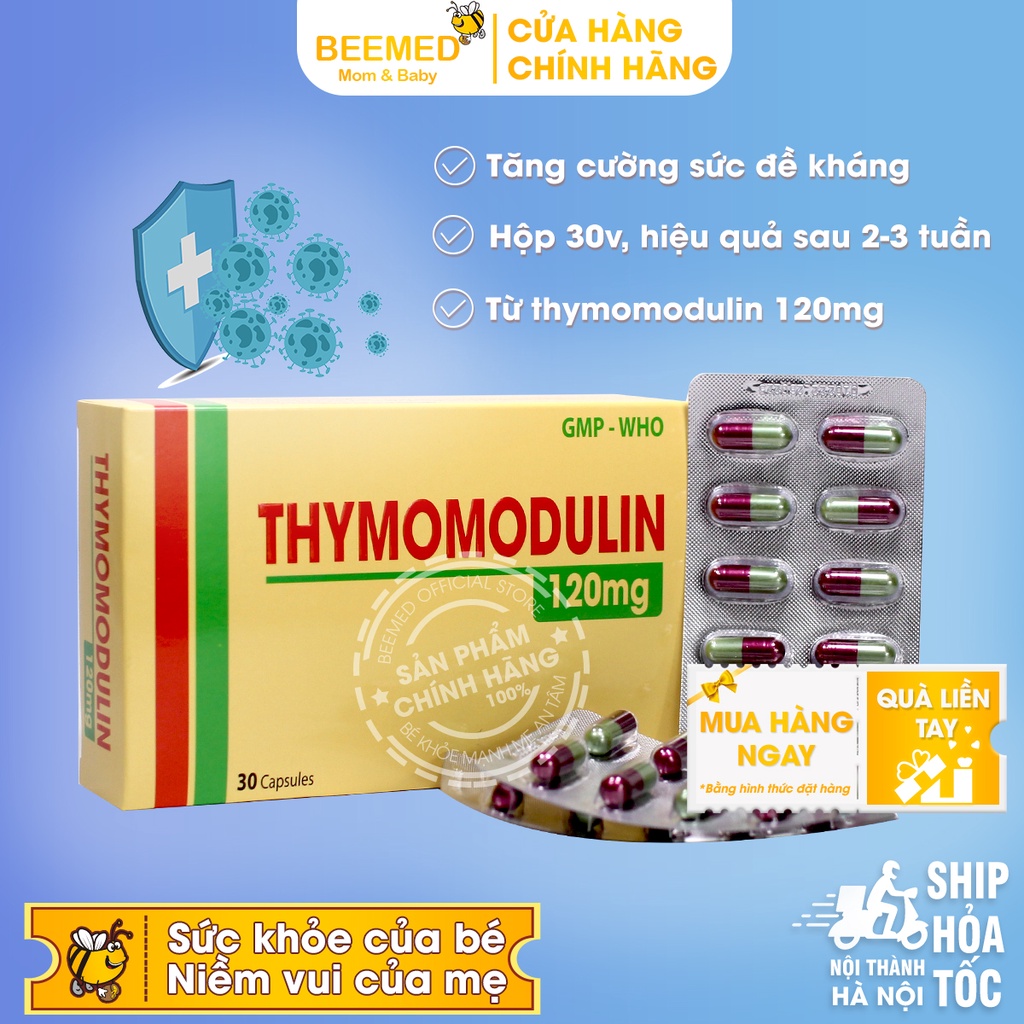 Thymodulin giúp nâng cao sức khỏe, Tăng sức đề kháng, giảm mệt mỏi từ Thymomodulin 120mg - hộp 30v  hàm lượng cao