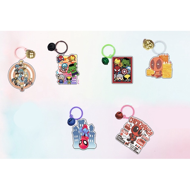 Móc khoá siêu anh hùng dẹt vòng MKI41 móc khoá cute móc khoá dễ thương