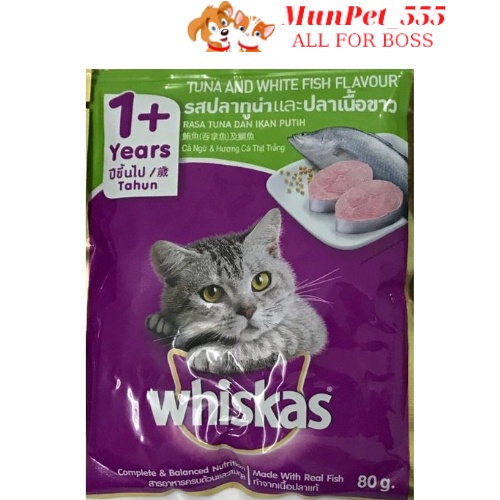 thức ăn pate Whiskas mèo lớn đủ 6 vị 80g nhập khẩu thái lan