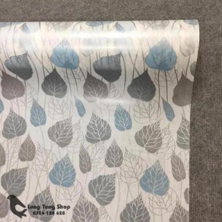 Decal dán kính họa tiết lá cây - giấy dán kính màu xanh dương