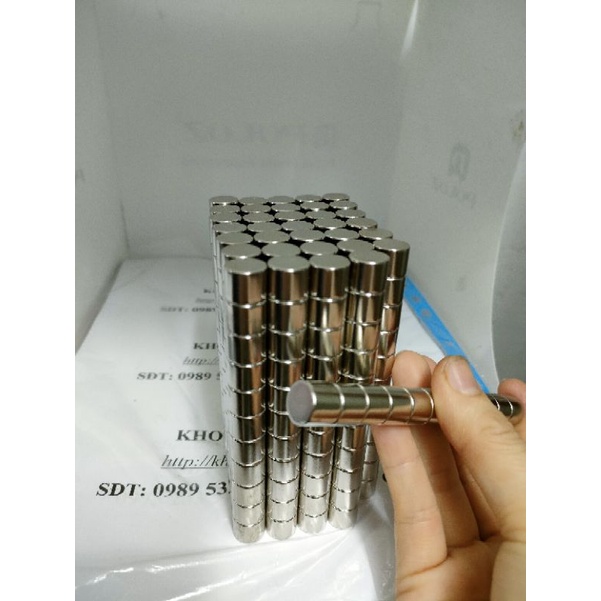 Nam châm viên 8x5mm, nam châm trụ làm túi ví da, dùng trong khu công nghiệp linh kiện