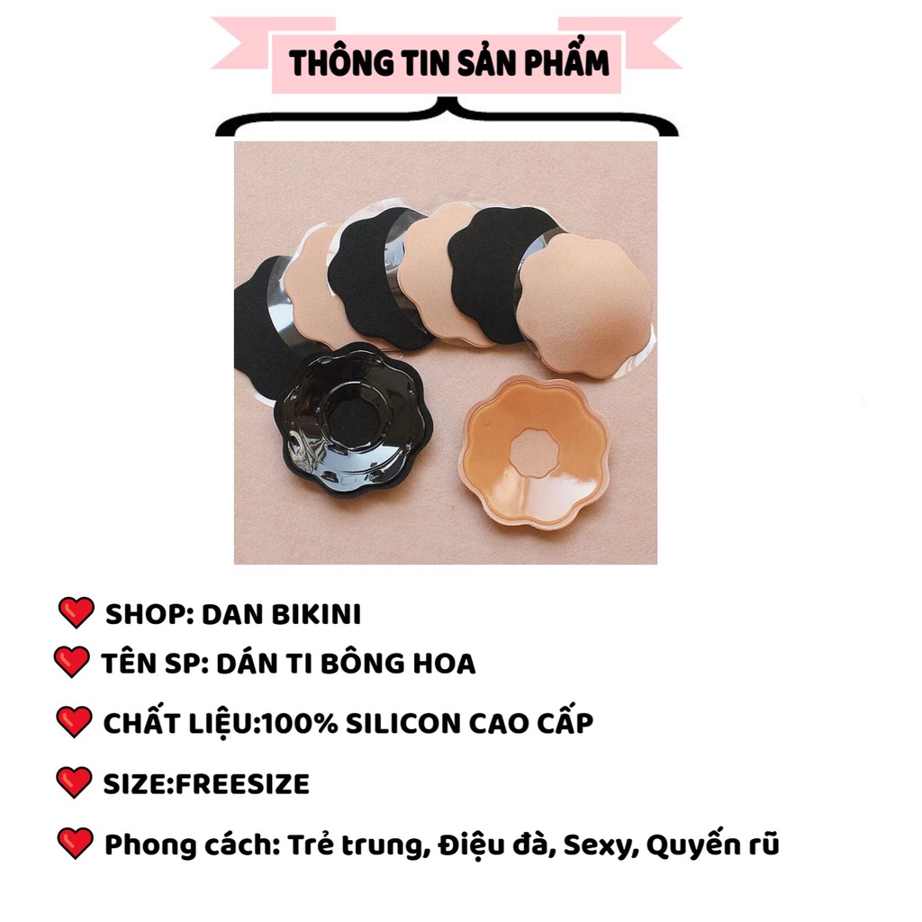 Miếng Dán ti lụa - Miếng Dán Ngực hình bông hoa siêu dính chống nước chống rơi