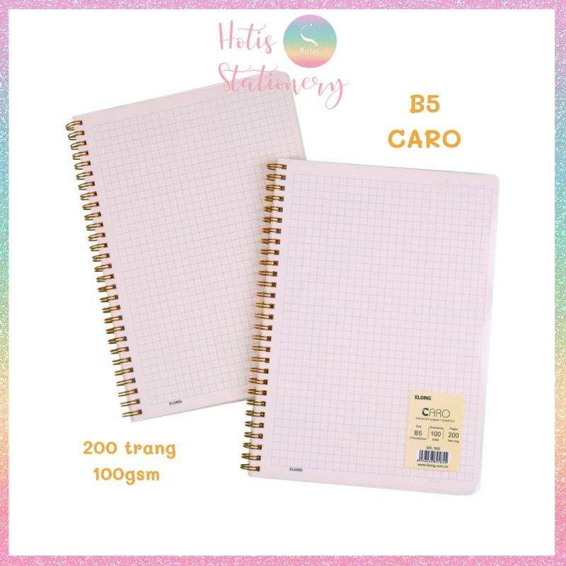 Sổ lò xo kép Klong caro mm A5/B5 120/200 trang bìa nhựa trong suốt
