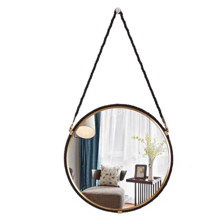 [FREESHIP] Gương Treo Tường Decor Hiện Đại - Gương Tròn D40 D50 Dây Da Simili Cao Cấp Nhiều Màu