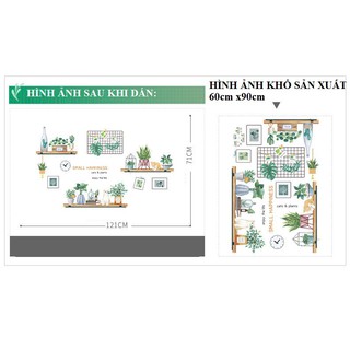 Decal dán tường Kệ gỗ trang trí