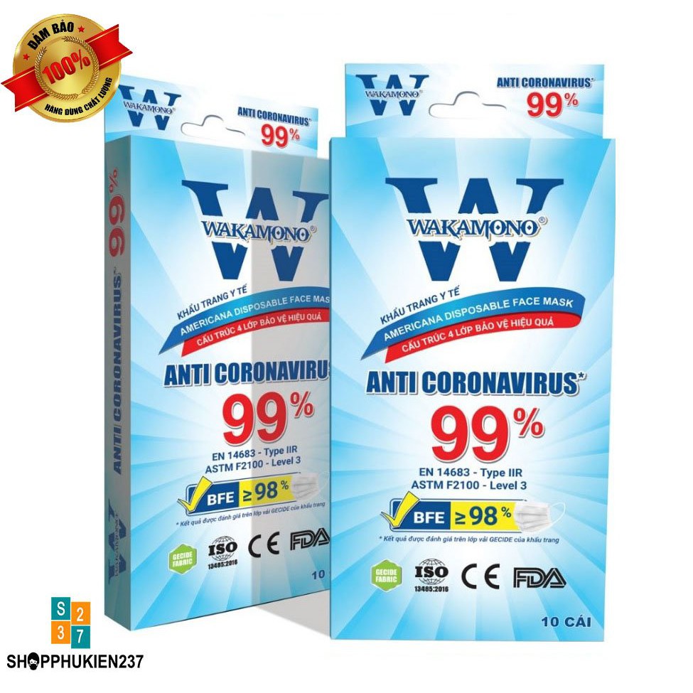 HỘP 10 CÁI - KHẨU TRANG Y TẾ WAKAMONO - 4 LỚP MÀU TRẮNG | BigBuy360 - bigbuy360.vn