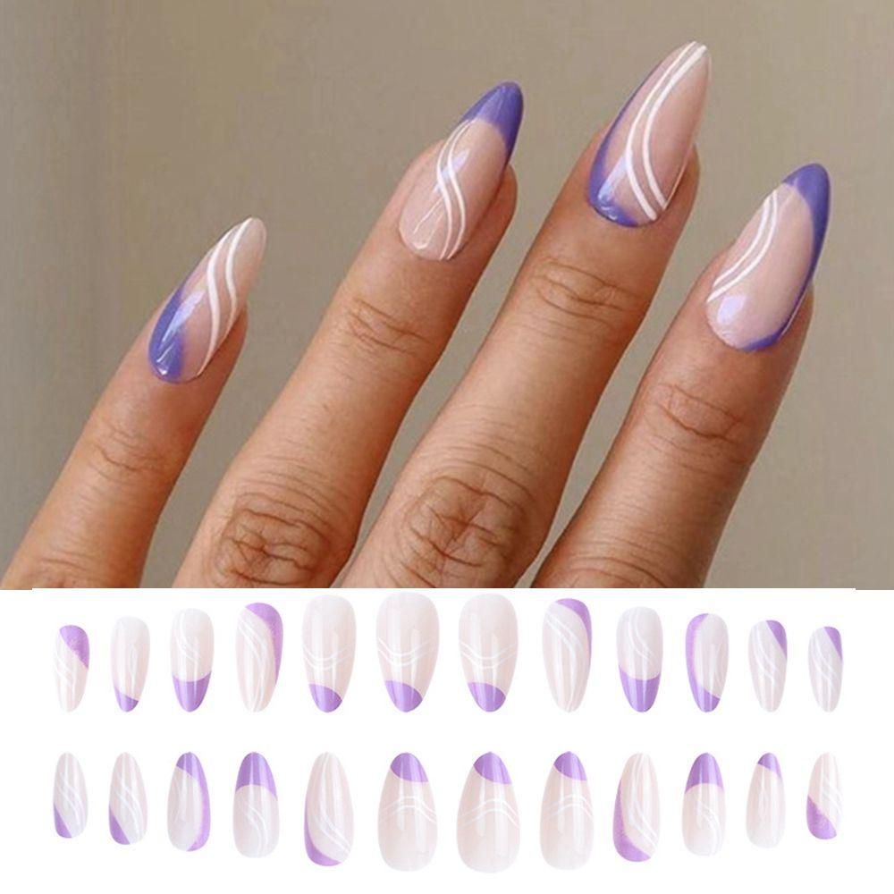 Bộ 24 Móng Tay Giả Cao Gót Che Phủ Toàn Diện Phong Cách Pháp
