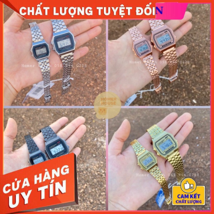 Đồng Hồ Điện Tử Đeo Tay Cặp Đôi Nam Nữ Casio WR A159 Thể Thao Mặt Vuông Đẹp Chính Hãng Cao Cấp, Sang Trọng -