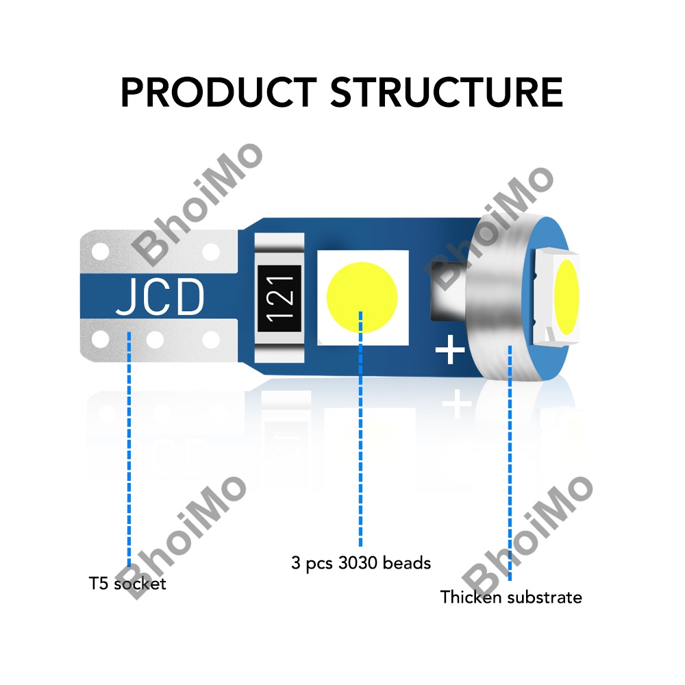 Đèn Led T5 W3W 3smd 3030 17 73 74 2721 Dc12V 6000k Ánh Sáng Trắng Cho Xe Hơi