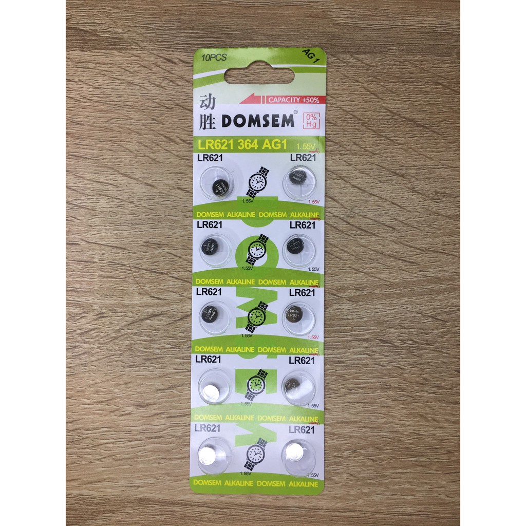 Vỉ 10 viên  pin Domsem SR621SW AG1 G1 LR621 621