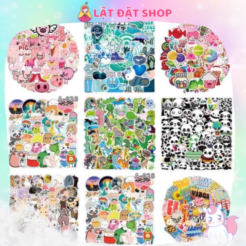 Gói 50 sticker dán mũ bảo hiểm - Sticker dán nón, dán vali chống thấm siêu tốt