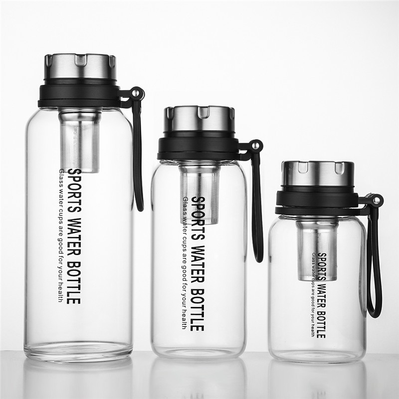 ONEISALL Glass Water Bottle 750ml/1000ml/1500ml with stainless steel filter