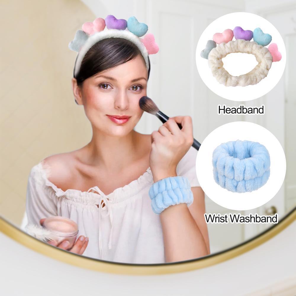 Bộ Băng Đô Đeo Cổ Tay Và Cổ Tay Dạng Lỏng Mềm Mại Ngăn Ngừa Chất Lỏng Để Rửa Mặt / Spa / Chạy Bộ / Chạy Bộ
