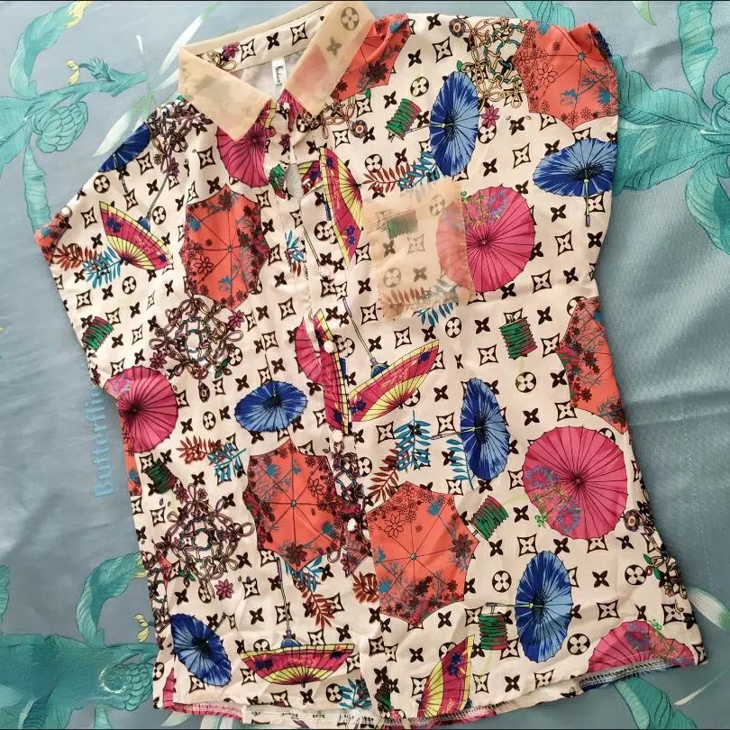 Áo Sơ Mi Ngắn Tay In Họa Tiết Thời Trang Vintage Hàn Quốc Dành Cho Nữ