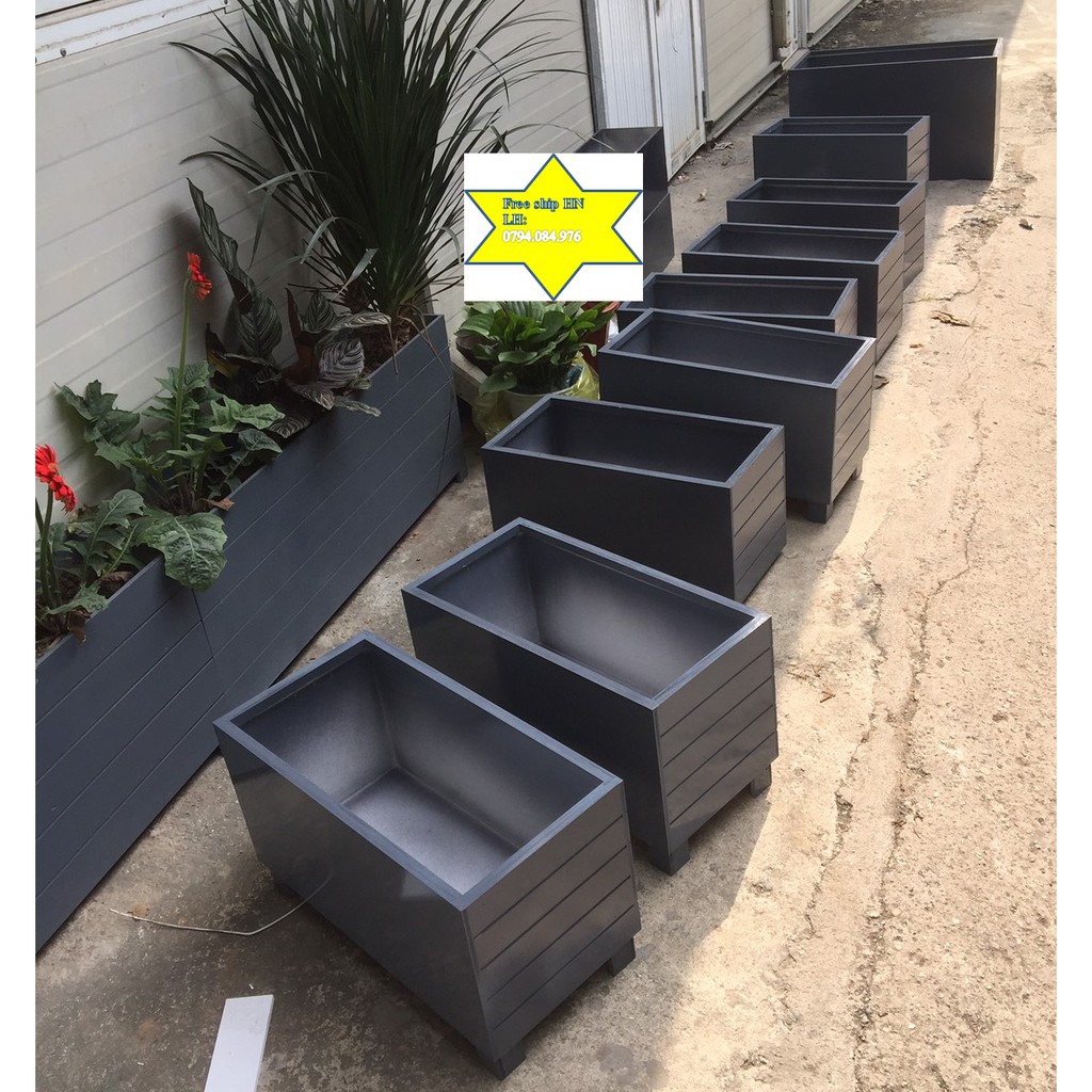 Chậu trồng cây màu ghi