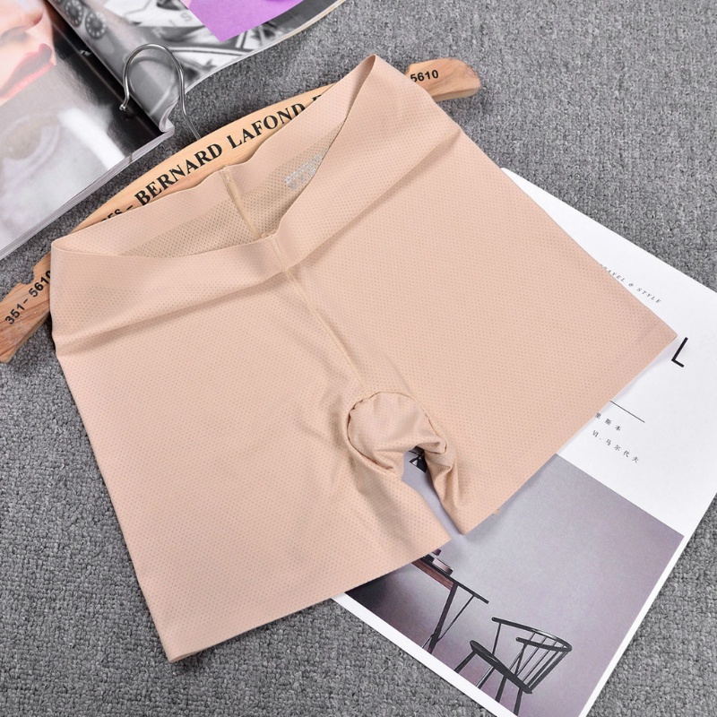 Xiangbao Quần Lót Boxer Ngắn An Toàn Không Đường May Bằng Lụa Lạnh Màu Trơn Mới Cho Nữ